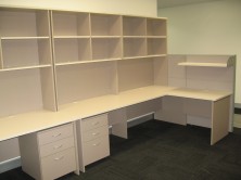 Custom Workstation With Extra Overhead Shelving Requirements. MM2 Melamine